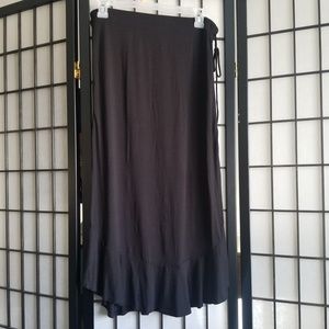 Black long ruffled skirt